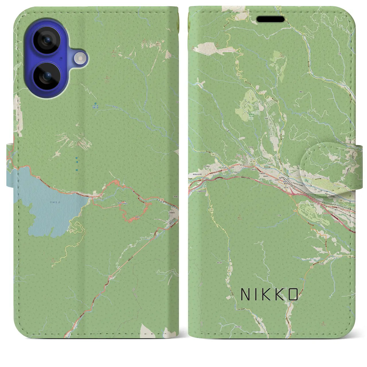 【日光（栃木県）】地図柄iPhoneケース（手帳タイプ）ナチュラル・iPhone 16 Pro Max 用