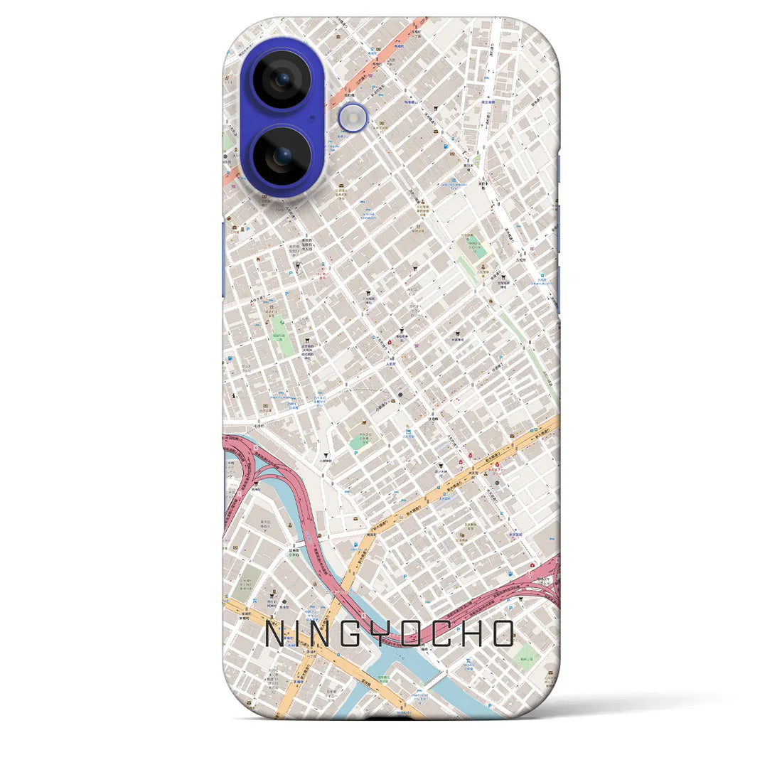 【人形町(東京都)】地図柄iPhoneケース(バックカバータイプ)ナチュラル・iPhone 16 Pro Max 用