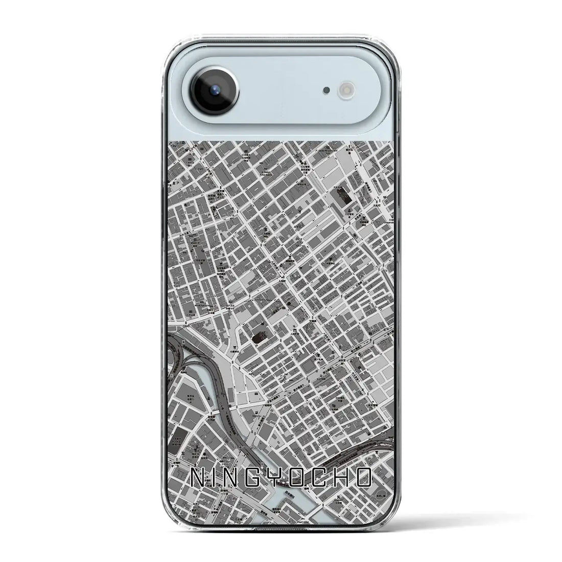 【人形町（東京都）】地図柄iPhoneケース（クリアタイプ）モノトーン・iPhone 17 Pro Max 用