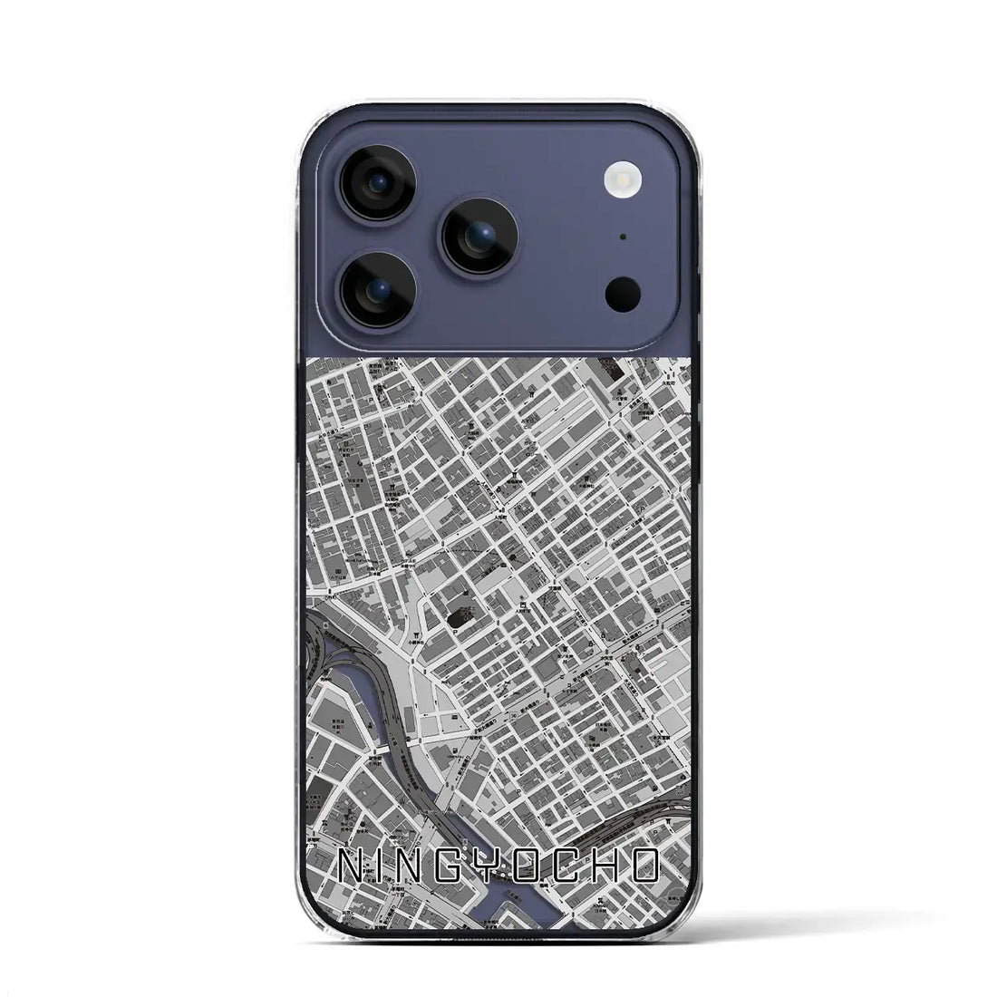 【人形町（東京都）】地図柄iPhoneケース（クリアタイプ）モノトーン・iPhone 17 Pro Max 用