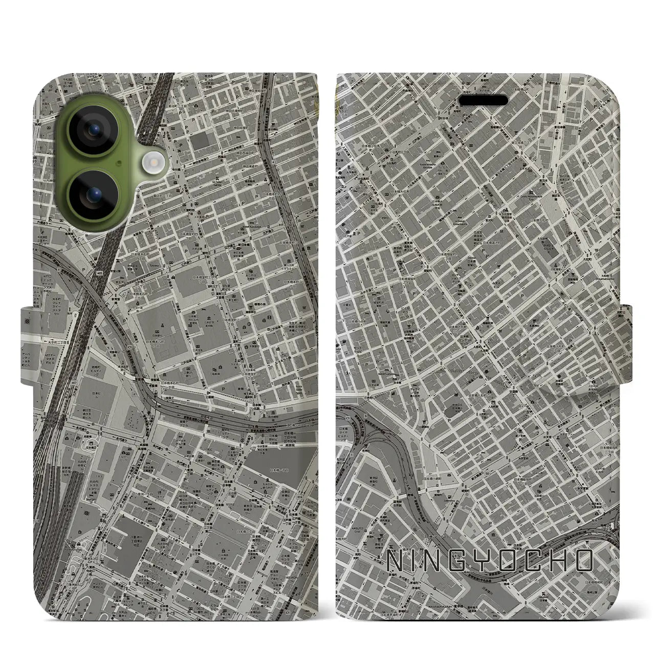 【人形町（東京都）】地図柄iPhoneケース（手帳タイプ）