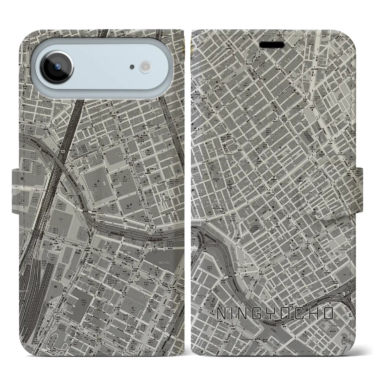 【人形町（東京都）】地図柄iPhoneケース（手帳タイプ）