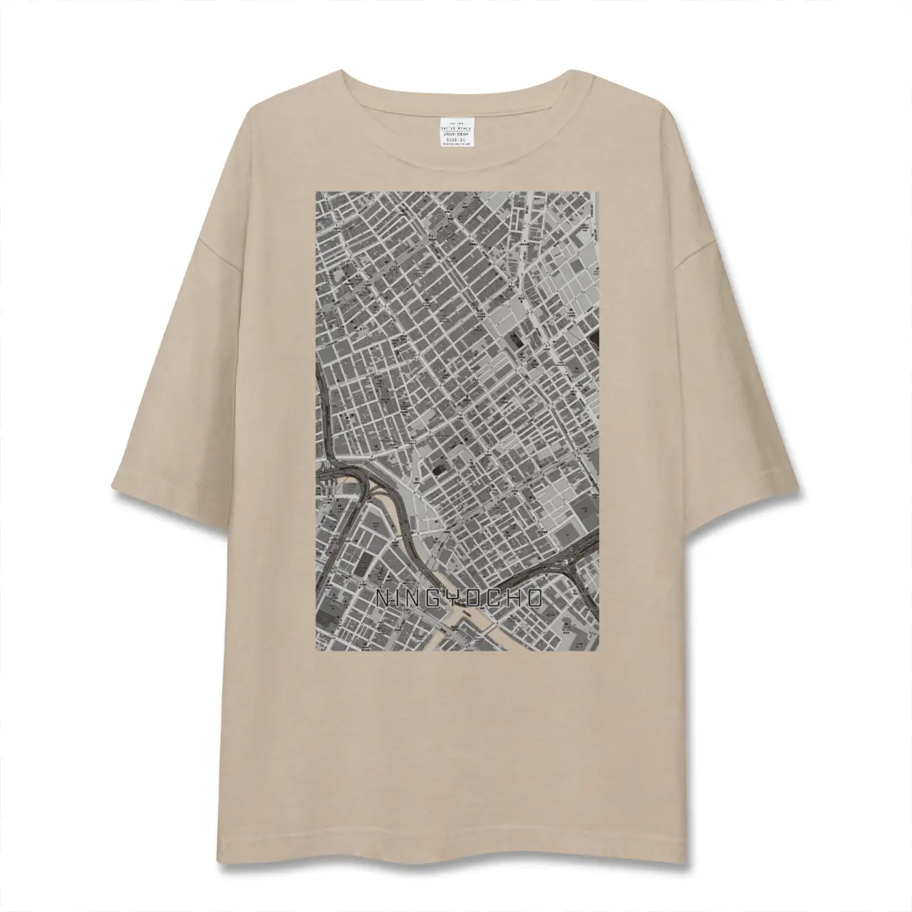 【人形町（東京都）】地図柄ビッグシルエットTシャツ