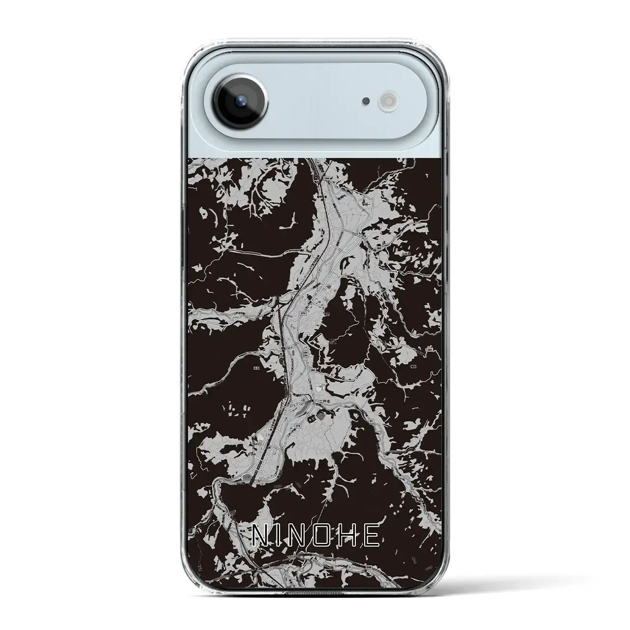 【二戸（岩手県）】地図柄iPhoneケース（クリアタイプ）モノトーン・iPhone 17 Pro Max 用