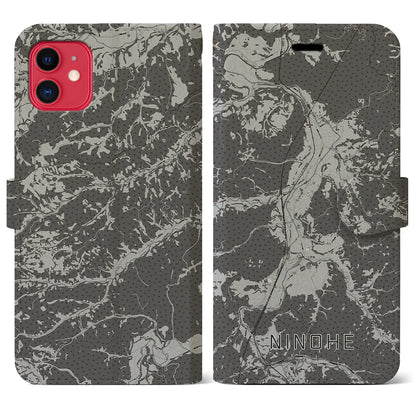 【二戸（岩手県）】地図柄iPhoneケース（手帳タイプ）モノトーン・iPhone 11 用