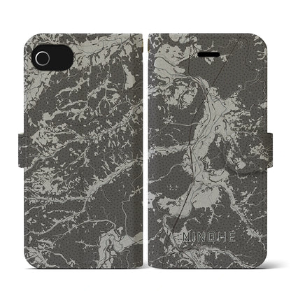 【二戸（岩手県）】地図柄iPhoneケース（手帳タイプ）モノトーン・iPhone SE（第3 / 第2世代） / 8 / 7 / 6s / 6 用