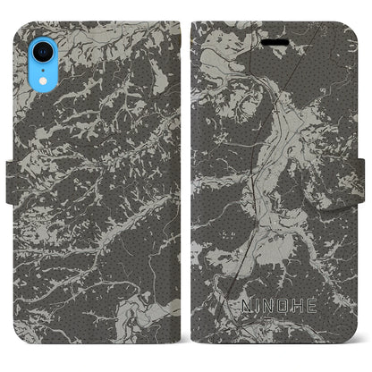 【二戸（岩手県）】地図柄iPhoneケース（手帳タイプ）モノトーン・iPhone XR 用