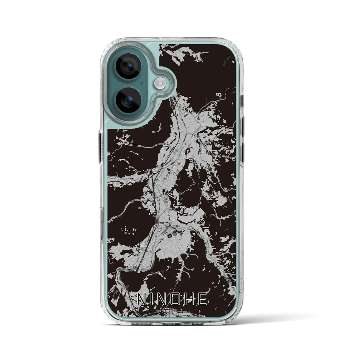 【二戸（岩手県）】地図柄iPhoneケース（MagSafeタイプ）モノトーン・iPhone 16 Pro 用
