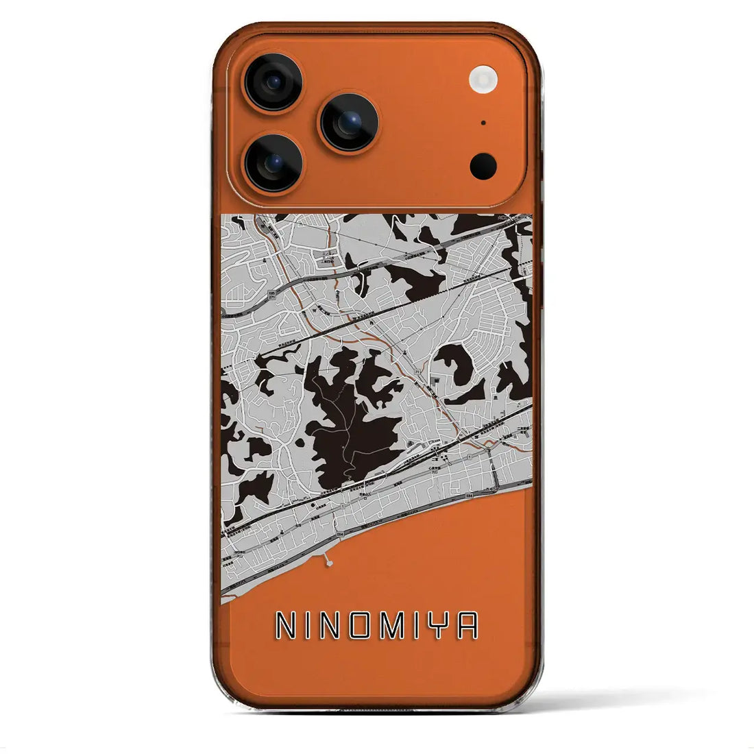 【二宮（神奈川県）】地図柄iPhoneケース（クリアタイプ）モノトーン・iPhone 17 Pro Max 用