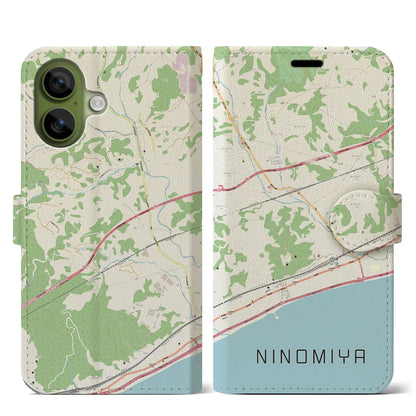 【二宮（神奈川県）】地図柄iPhoneケース（手帳タイプ）