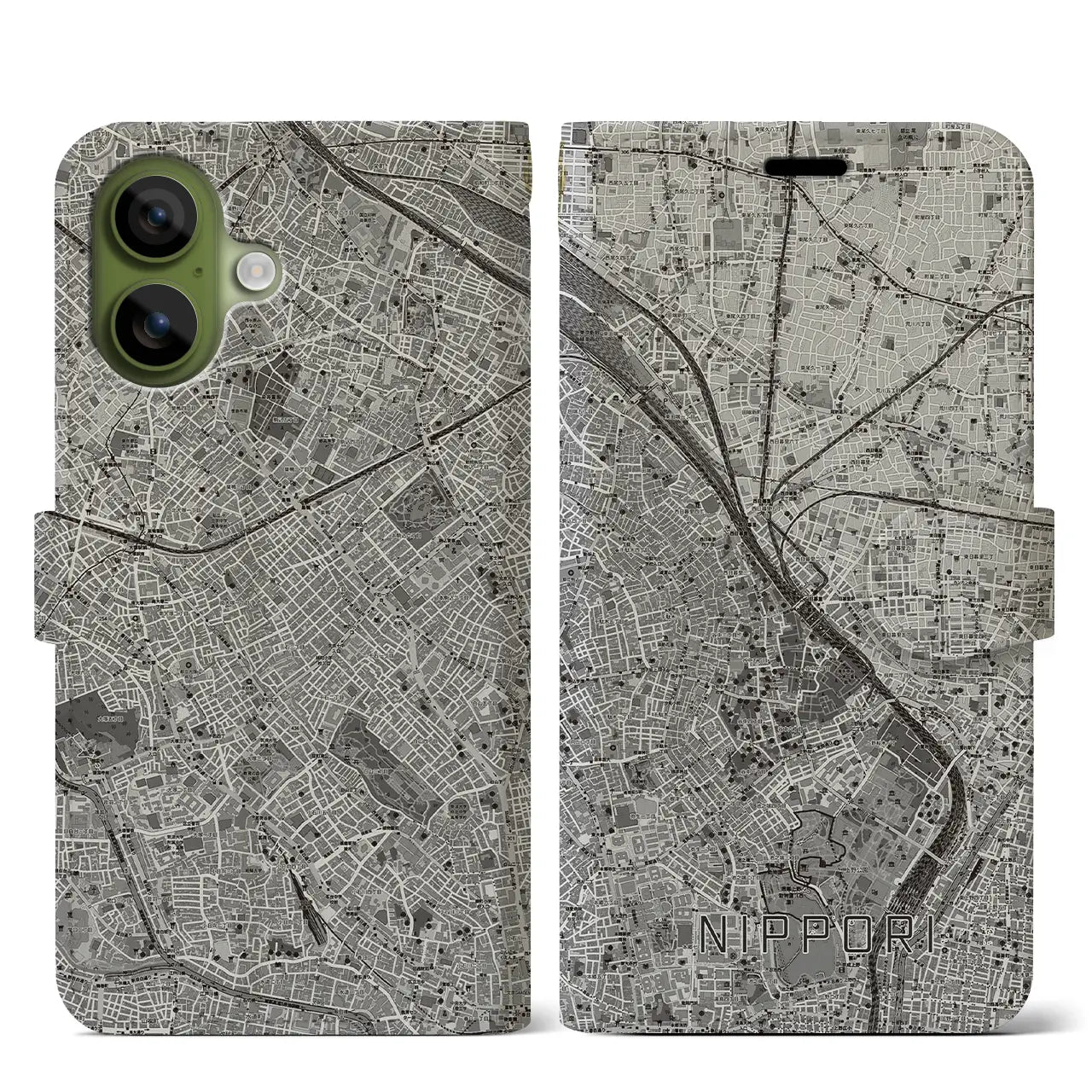 【日暮里（東京都）】地図柄iPhoneケース（手帳タイプ）