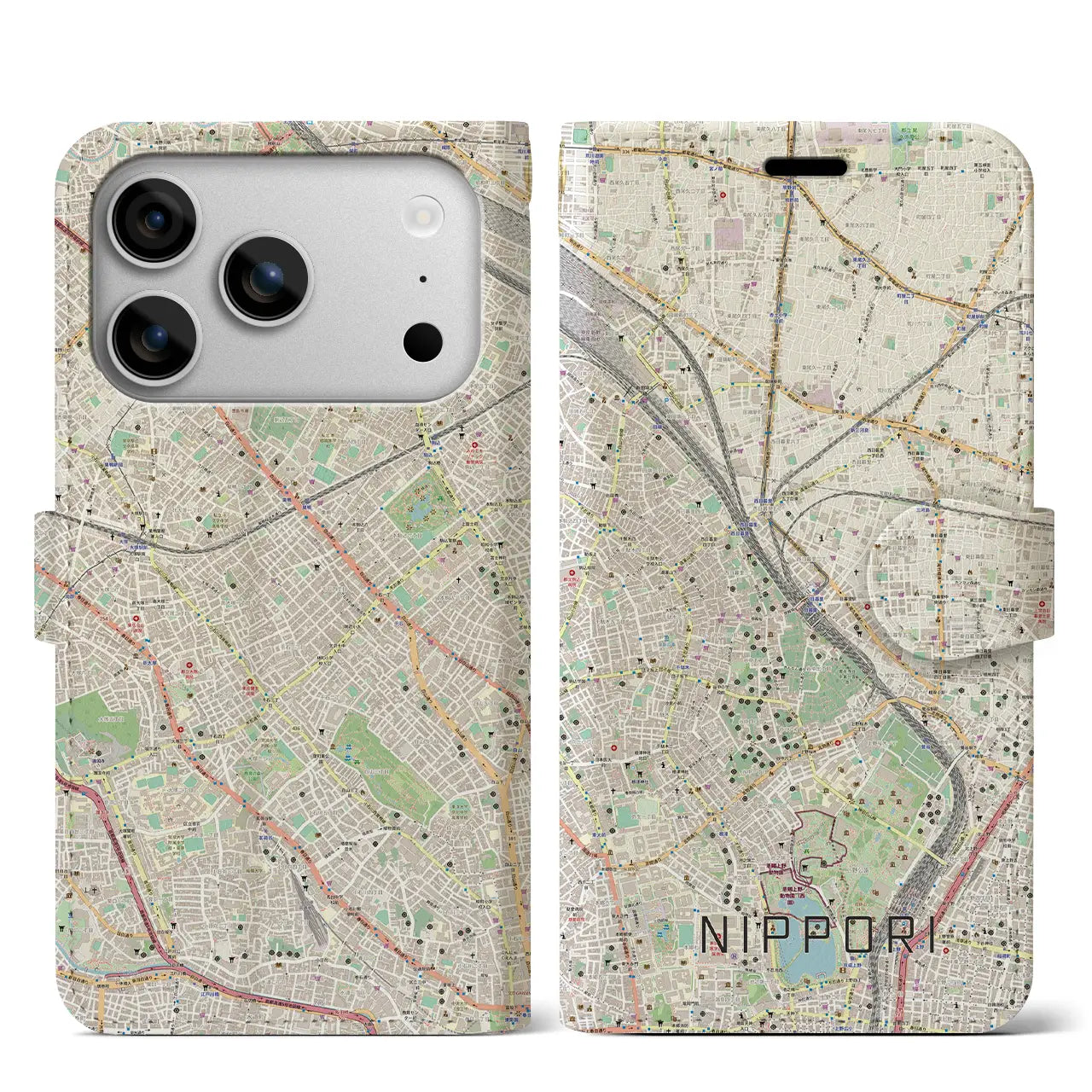 【日暮里（東京都）】地図柄iPhoneケース（手帳タイプ）