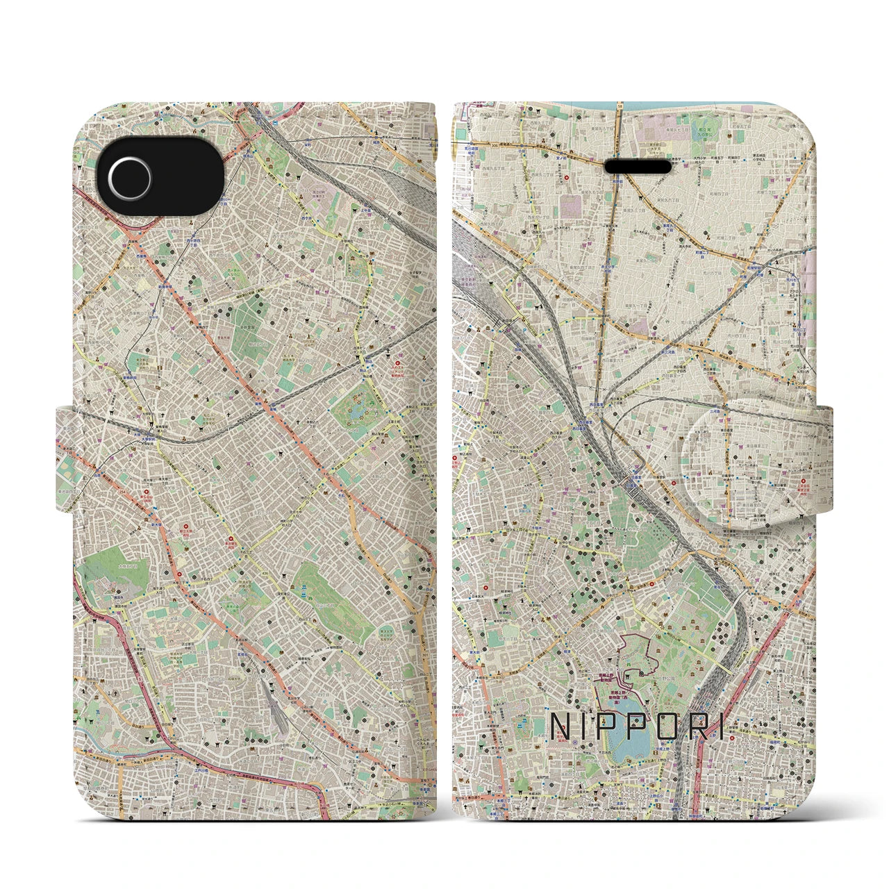 【日暮里（東京都）】地図柄iPhoneケース（手帳タイプ）