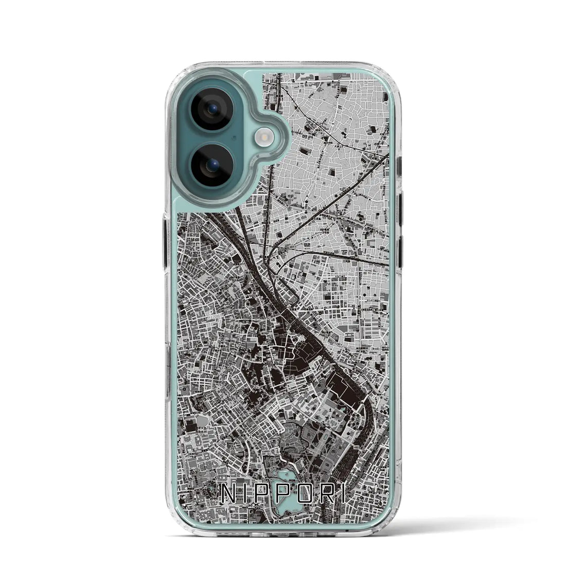 【日暮里（東京都）】地図柄iPhoneケース（MagSafeタイプ）モノトーン・iPhone 16 Pro 用