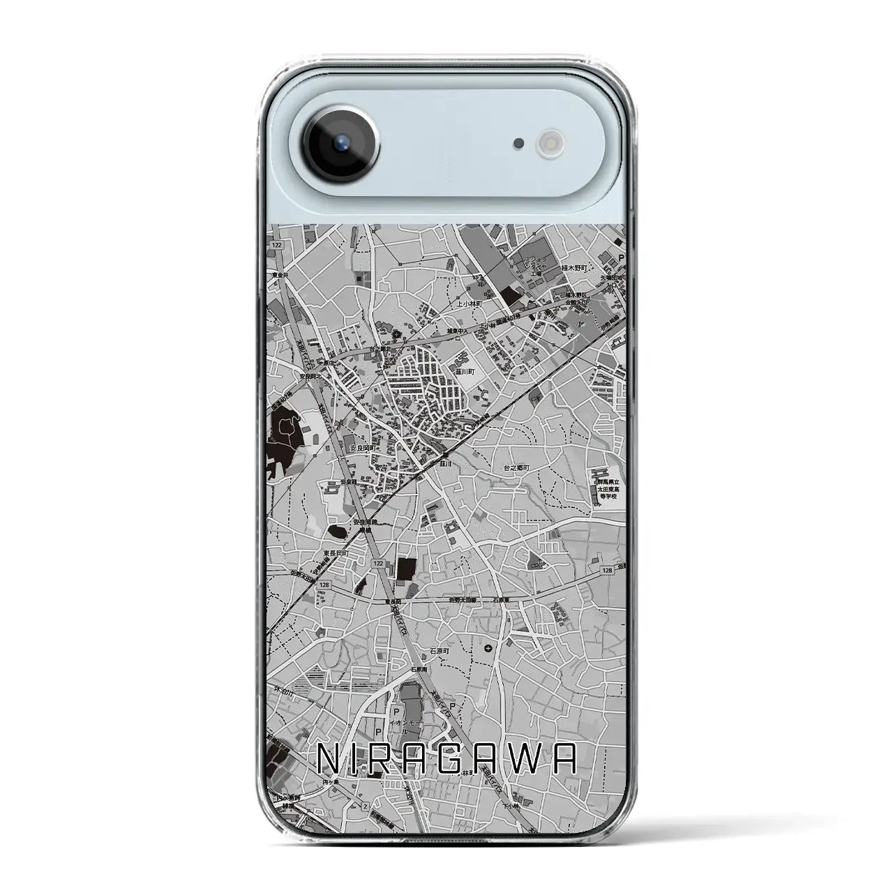 【韮川（群馬県）】地図柄iPhoneケース（クリアタイプ）モノトーン・iPhone 17 Pro Max 用