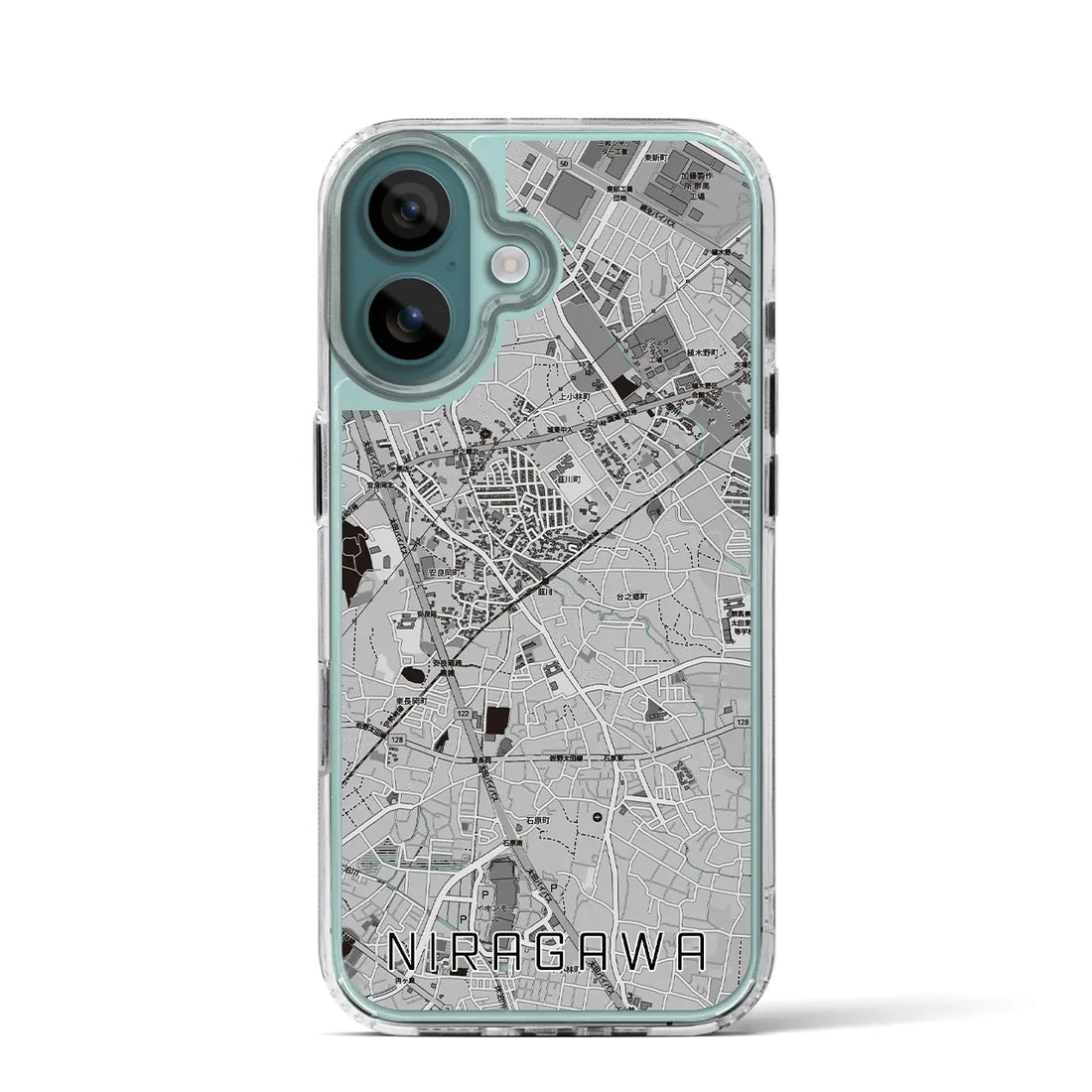 【韮川(群馬県)】地図柄iPhoneケース(MagSafeタイプ)モノトーン・iPhone 16 Pro 用