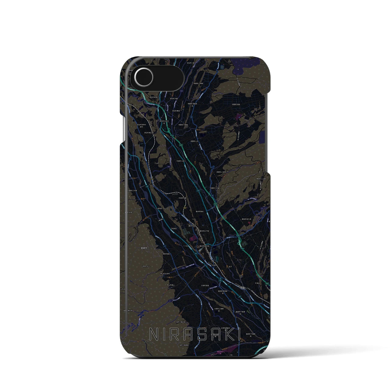 【韮崎（山梨県）】地図柄iPhoneケース（バックカバータイプ）