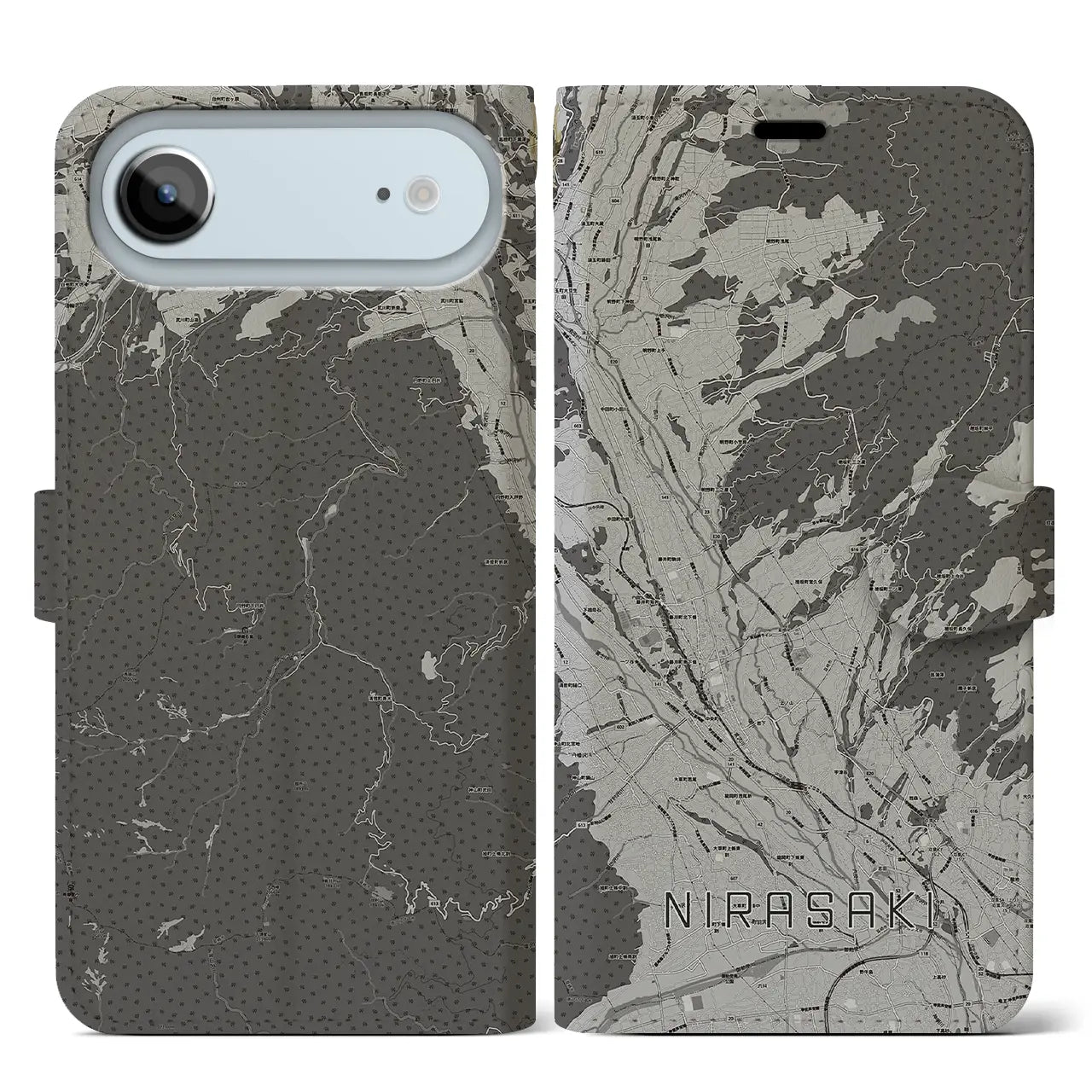 【韮崎（山梨県）】地図柄iPhoneケース（手帳タイプ）
