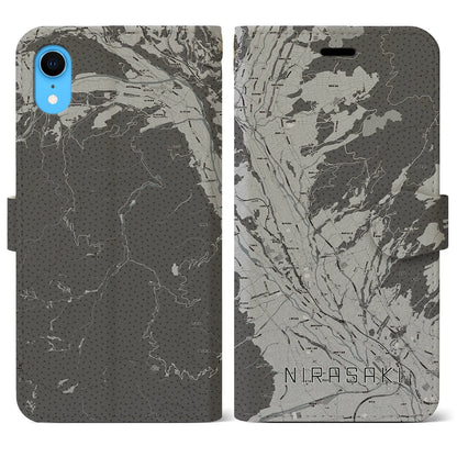 【韮崎（山梨県）】地図柄iPhoneケース（手帳タイプ）モノトーン・iPhone XR 用