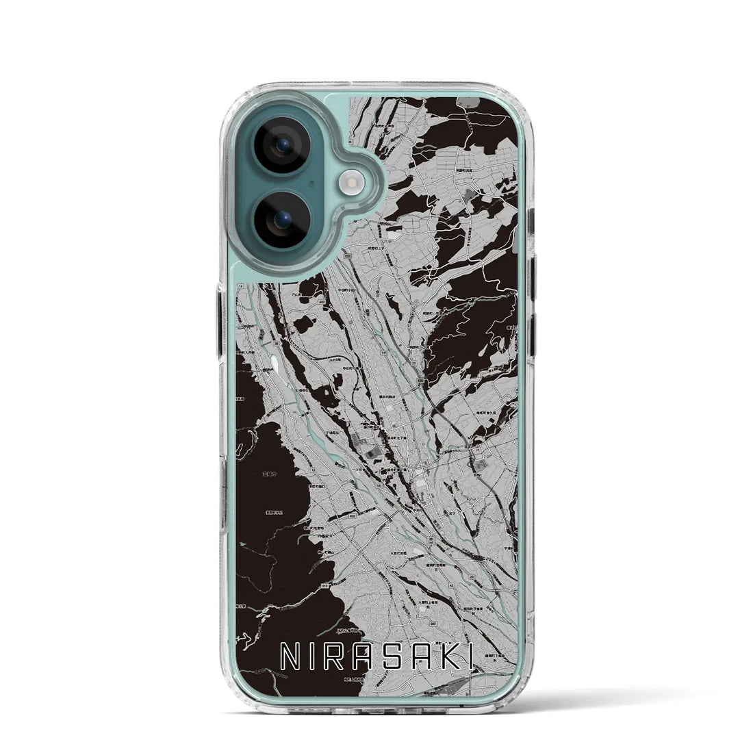 【韮崎(山梨県)】地図柄iPhoneケース(MagSafeタイプ)モノトーン・iPhone 16 Pro 用