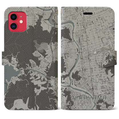 【韮山（静岡県）】地図柄iPhoneケース（手帳タイプ）モノトーン・iPhone 11 用