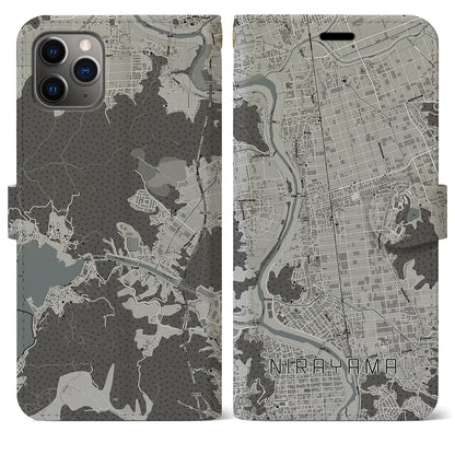 【韮山（静岡県）】地図柄iPhoneケース（手帳タイプ）モノトーン・iPhone 11 Pro Max 用