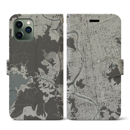 【韮山（静岡県）】地図柄iPhoneケース（手帳タイプ）モノトーン・iPhone 11 Pro 用