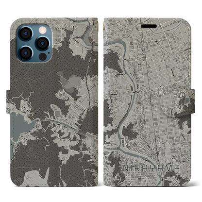 【韮山（静岡県）】地図柄iPhoneケース（手帳タイプ）モノトーン・iPhone 12 / 12 Pro 用