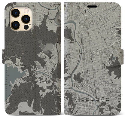 【韮山（静岡県）】地図柄iPhoneケース（手帳タイプ）モノトーン・iPhone 12 Pro Max 用