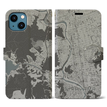 【韮山（静岡県）】地図柄iPhoneケース（手帳タイプ）モノトーン・iPhone 13 用