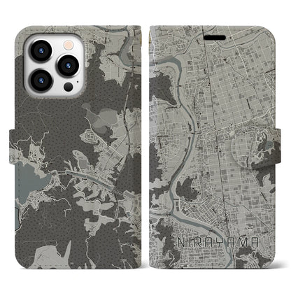 【韮山（静岡県）】地図柄iPhoneケース（手帳タイプ）モノトーン・iPhone 13 Pro 用