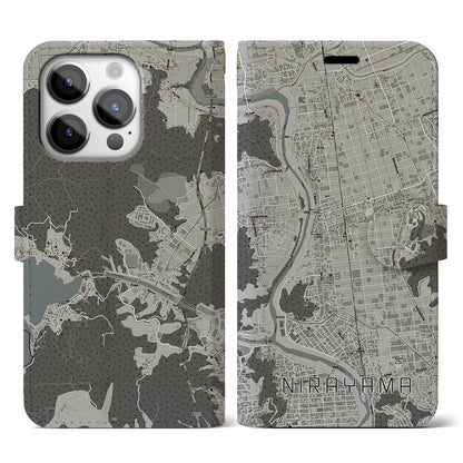 【韮山（静岡県）】地図柄iPhoneケース（手帳タイプ）モノトーン・iPhone 14 Pro 用