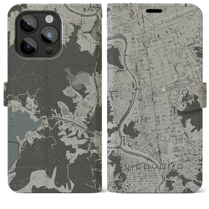 【韮山（静岡県）】地図柄iPhoneケース（手帳タイプ）モノトーン・iPhone 15 Pro Max 用