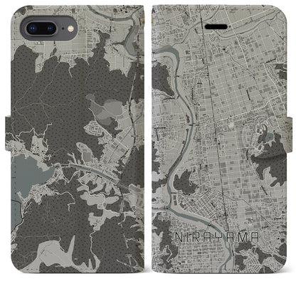 【韮山（静岡県）】地図柄iPhoneケース（手帳タイプ）モノトーン・iPhone 8Plus /7Plus / 6sPlus / 6Plus 用