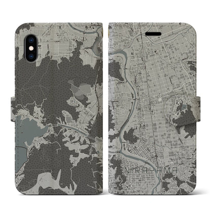 【韮山（静岡県）】地図柄iPhoneケース（手帳タイプ）モノトーン・iPhone XS / X 用