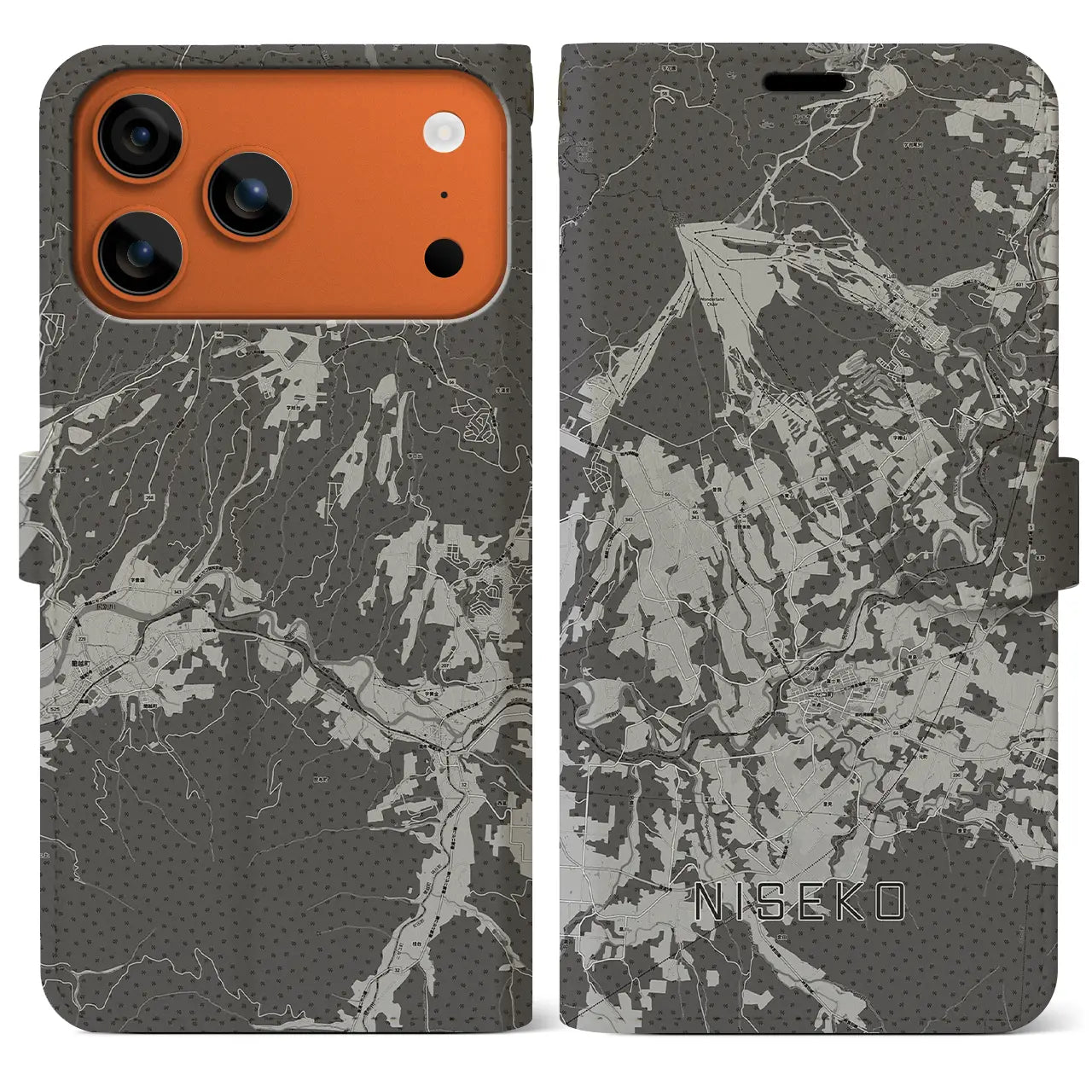 【ニセコ（北海道）】地図柄iPhoneケース（手帳タイプ）