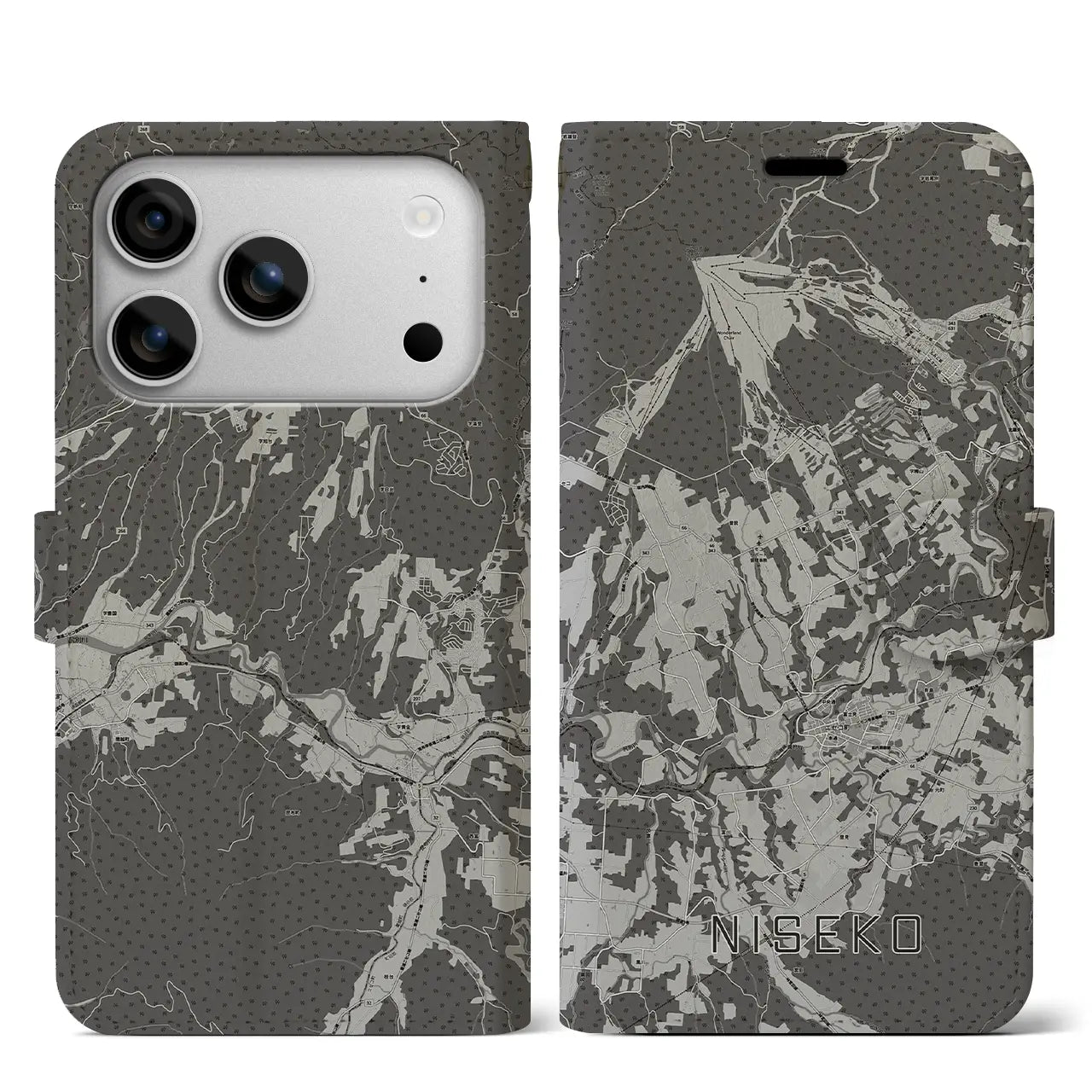 【ニセコ（北海道）】地図柄iPhoneケース（手帳タイプ）