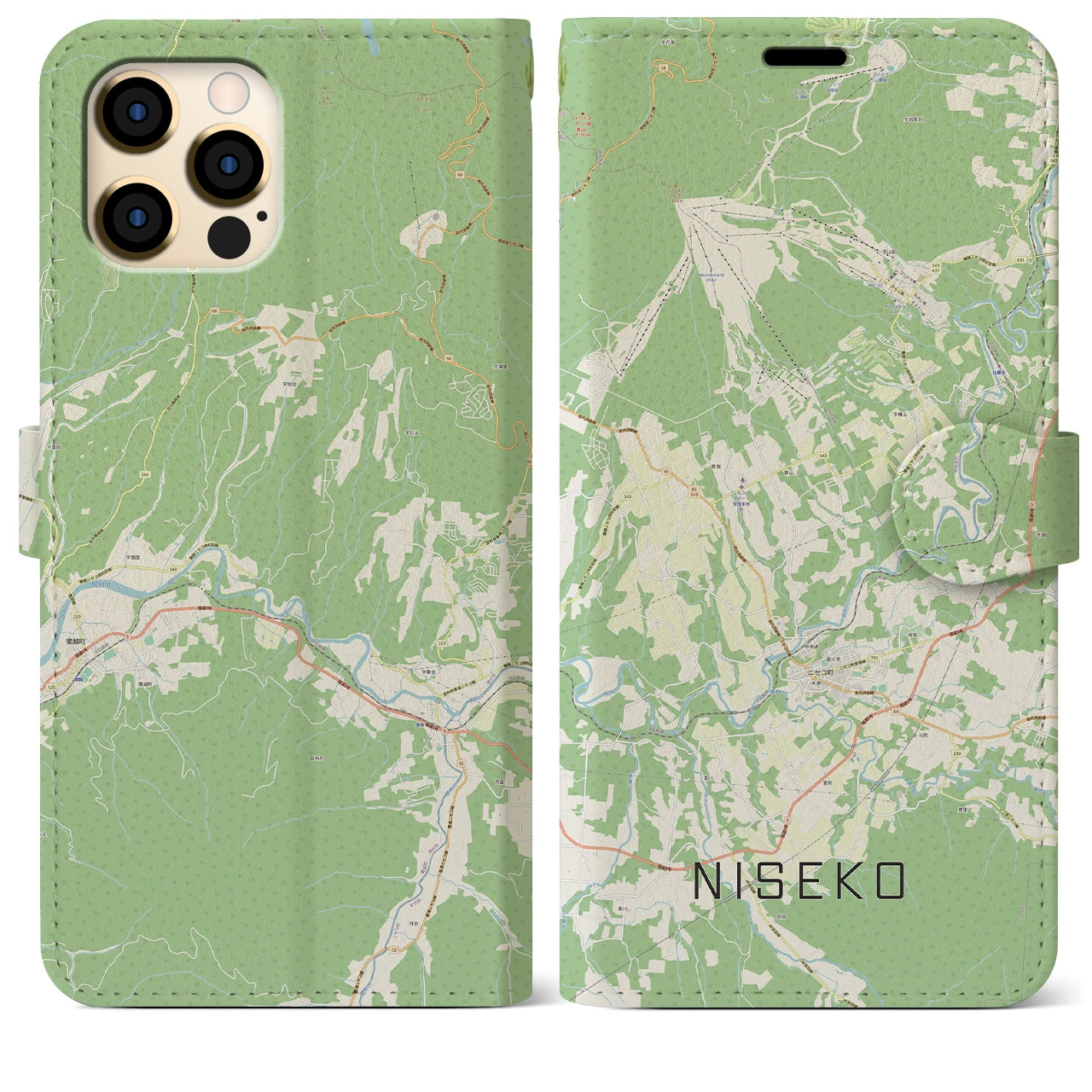 【ニセコ（北海道）】地図柄iPhoneケース（手帳タイプ）