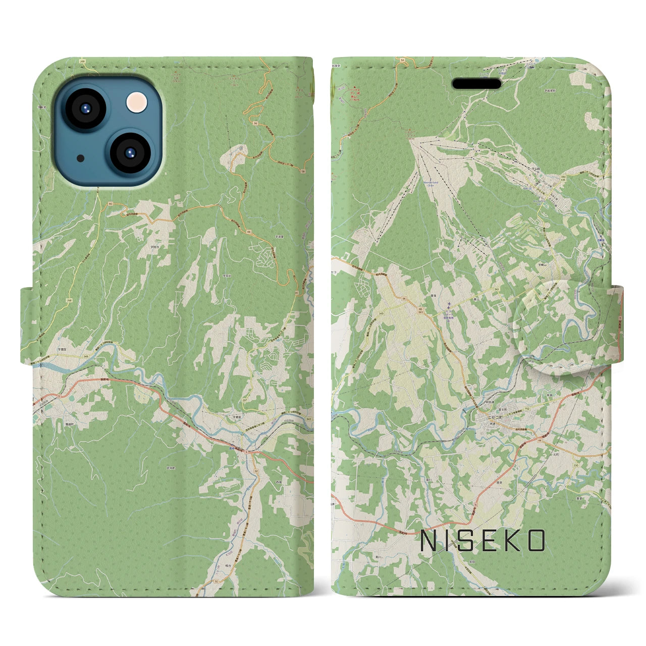 【ニセコ（北海道）】地図柄iPhoneケース（手帳タイプ）