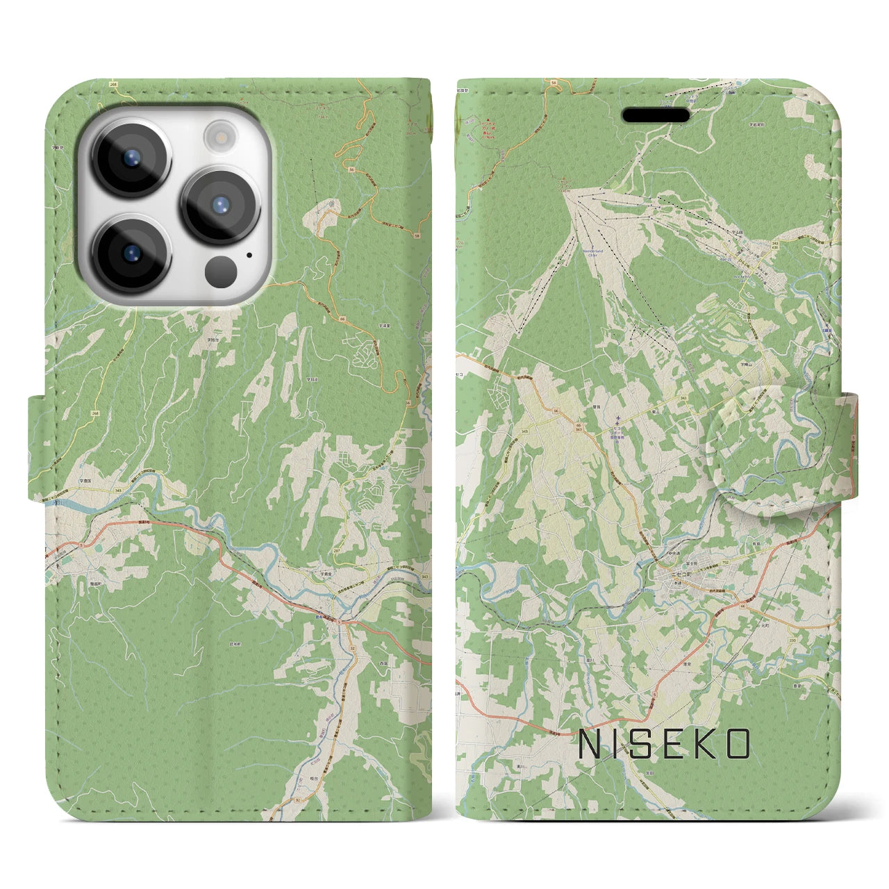 【ニセコ（北海道）】地図柄iPhoneケース（手帳タイプ）