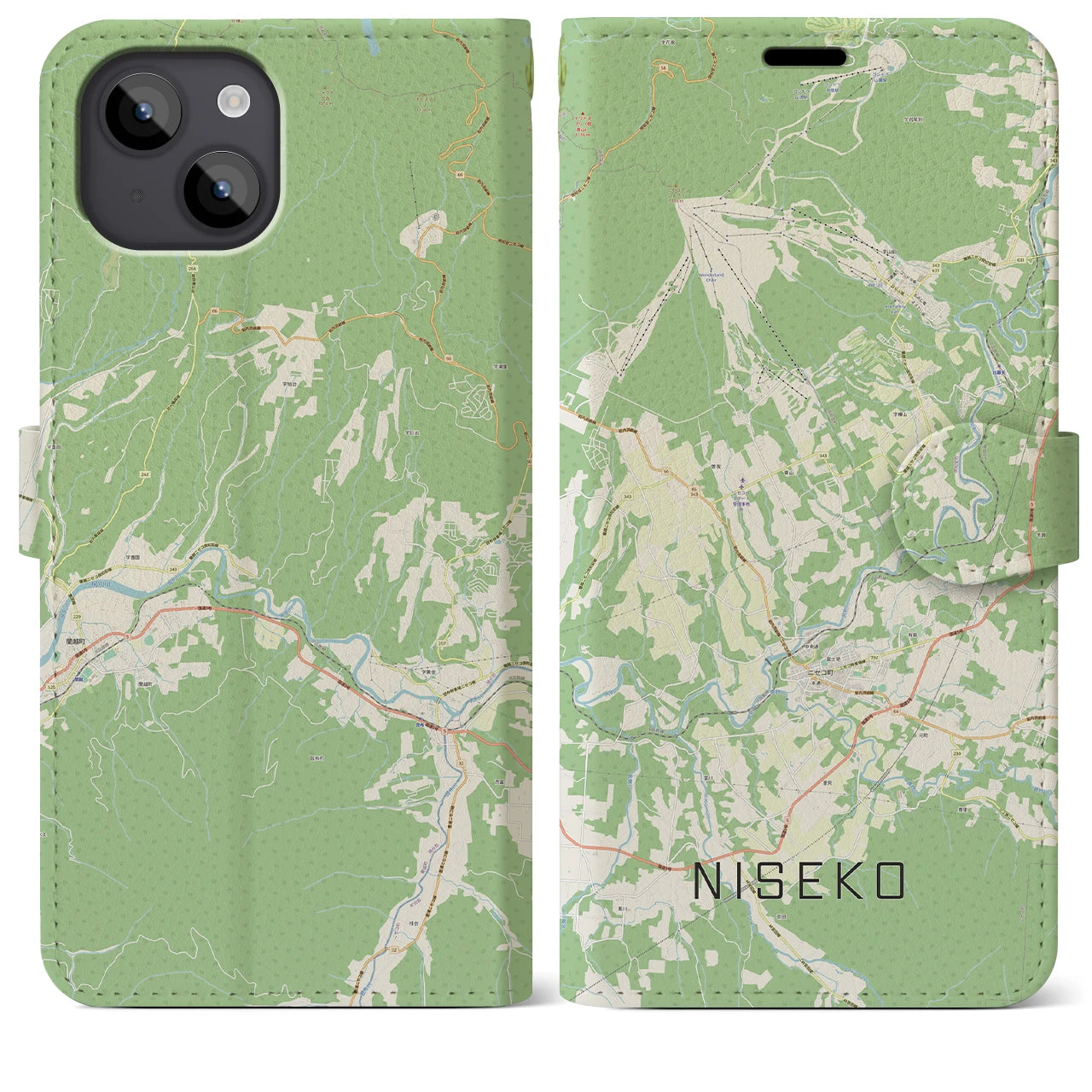 【ニセコ（北海道）】地図柄iPhoneケース（手帳タイプ）