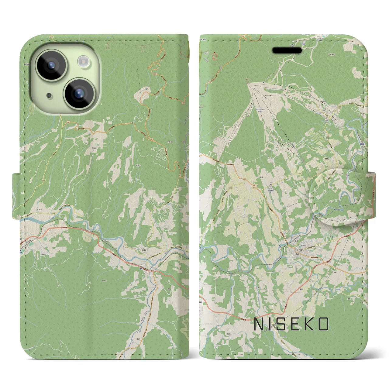 【ニセコ（北海道）】地図柄iPhoneケース（手帳タイプ）