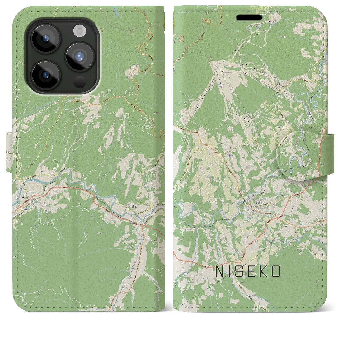 【ニセコ（北海道）】地図柄iPhoneケース（手帳タイプ）