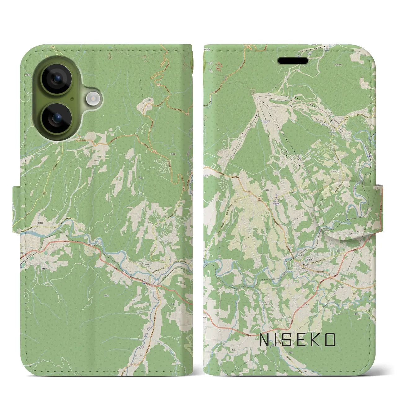 【ニセコ（北海道）】地図柄iPhoneケース（手帳タイプ）
