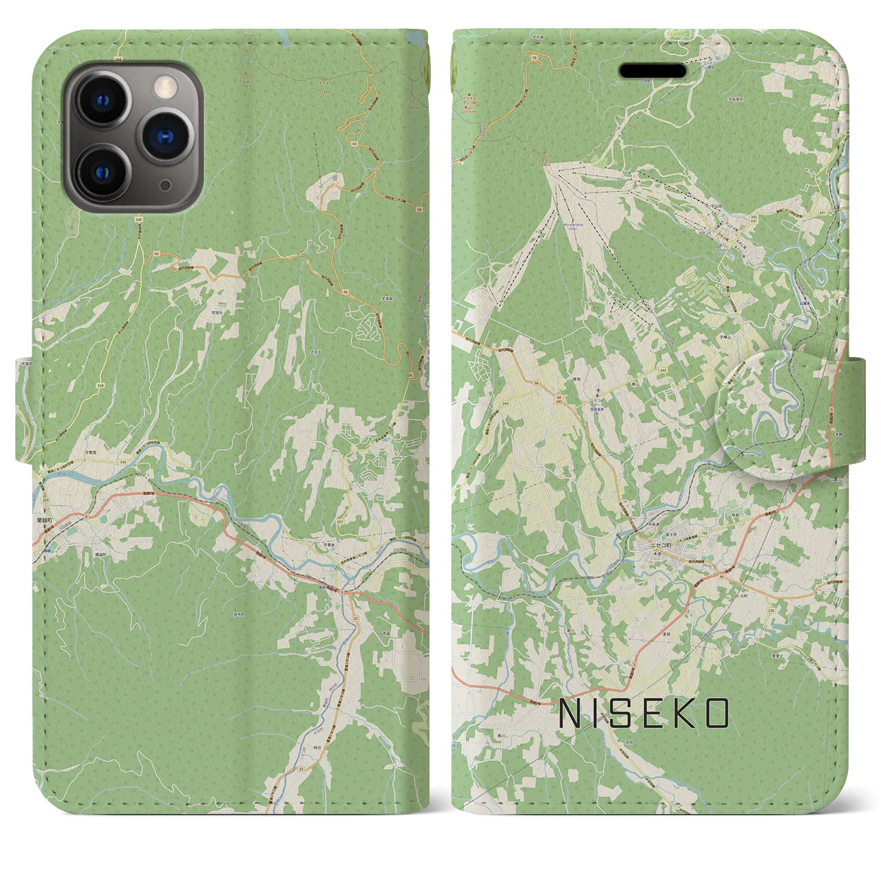 【ニセコ（北海道）】地図柄iPhoneケース（手帳タイプ）