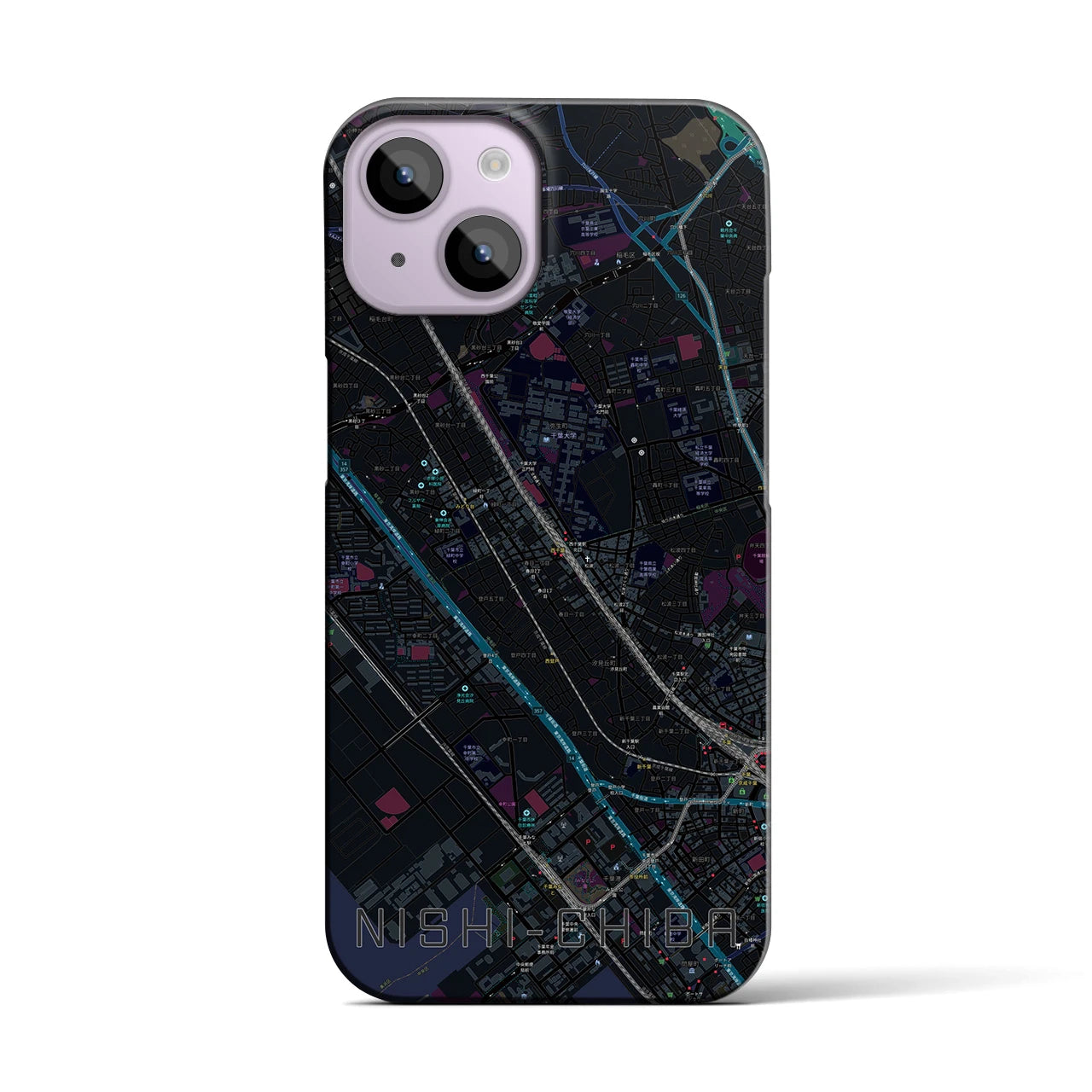 【西千葉（千葉県）】地図柄iPhoneケース（バックカバータイプ）