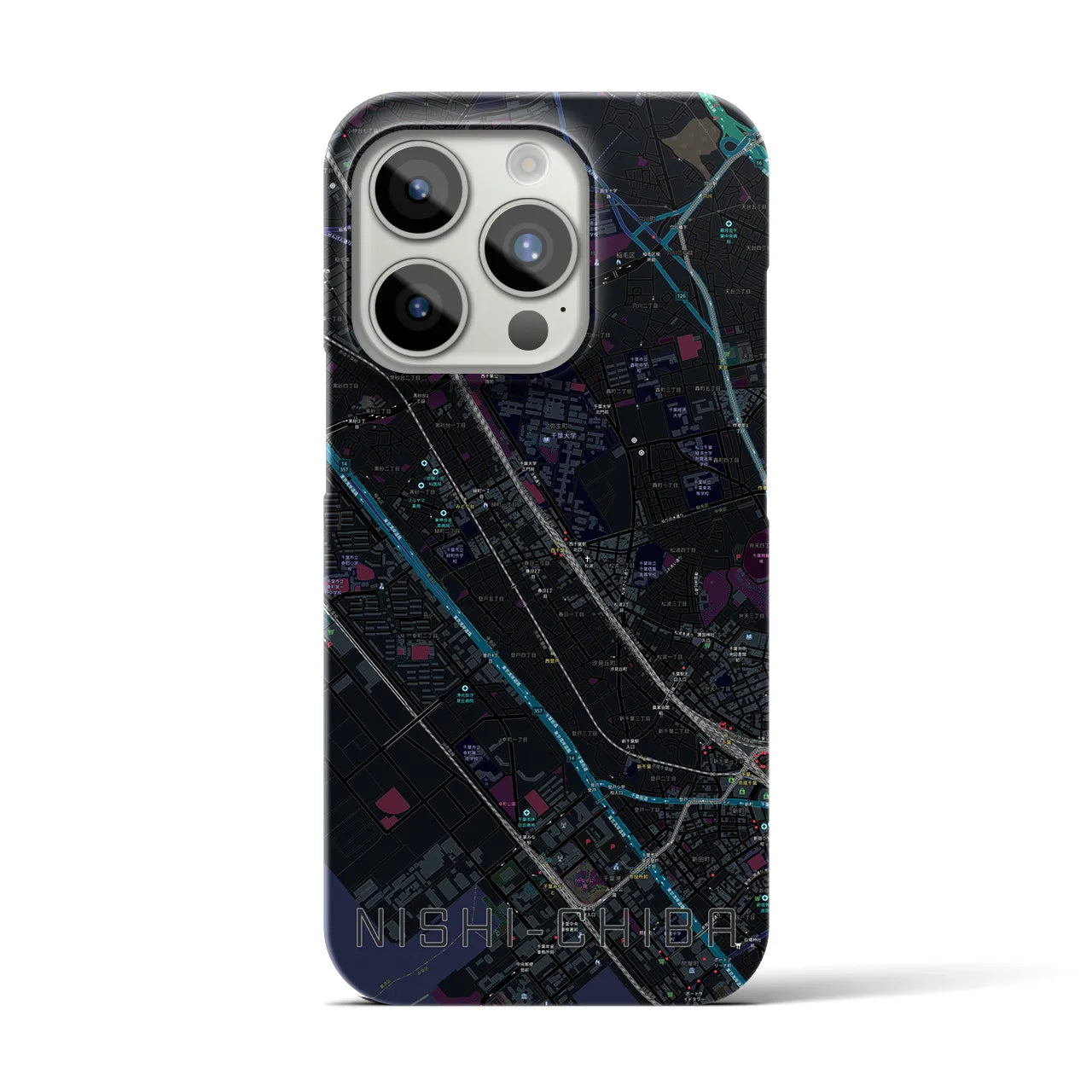 【西千葉（千葉県）】地図柄iPhoneケース（バックカバータイプ）