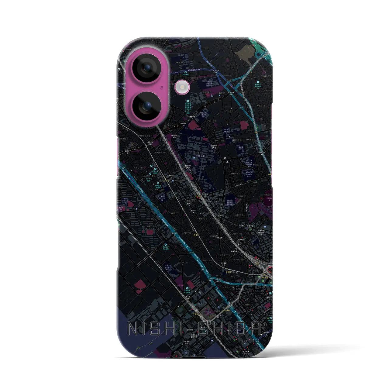 【西千葉（千葉県）】地図柄iPhoneケース（バックカバータイプ）