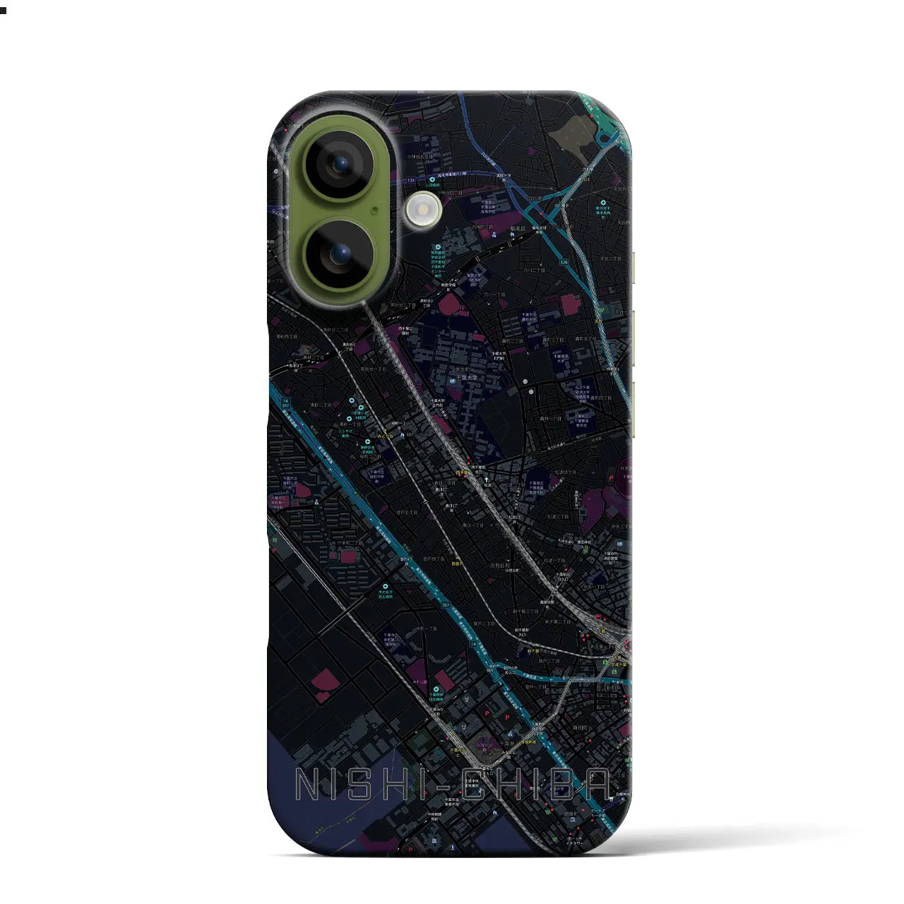 【西千葉（千葉県）】地図柄iPhoneケース（バックカバータイプ）