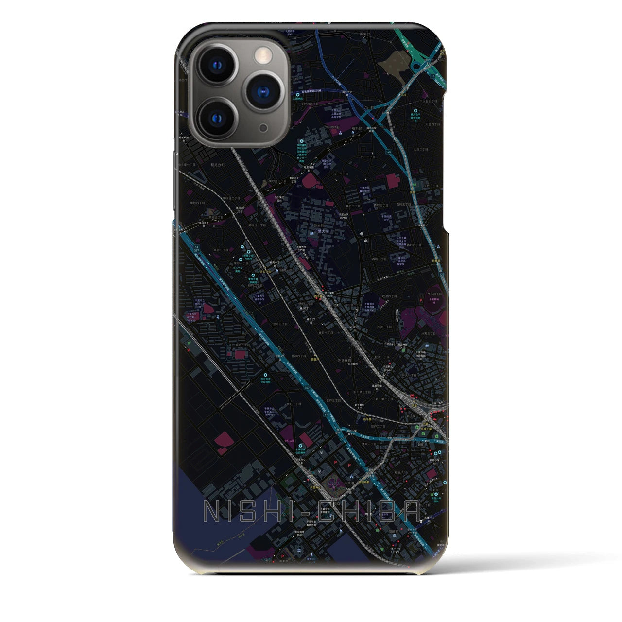 【西千葉（千葉県）】地図柄iPhoneケース（バックカバータイプ）
